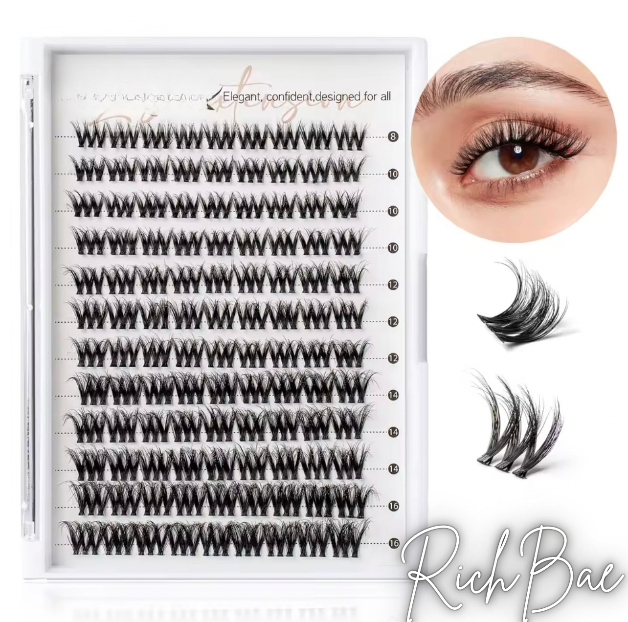 RichBae-3D Lash Cluster Tray- 108 pcs