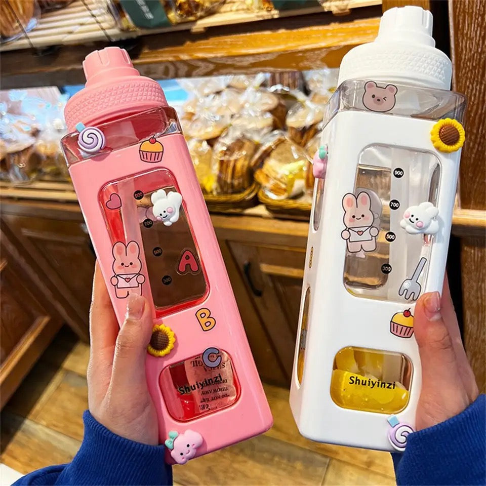 Kawaii Water Bottle With Straw