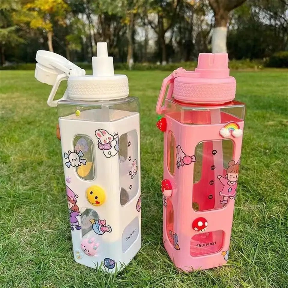 Kawaii Water Bottle With Straw