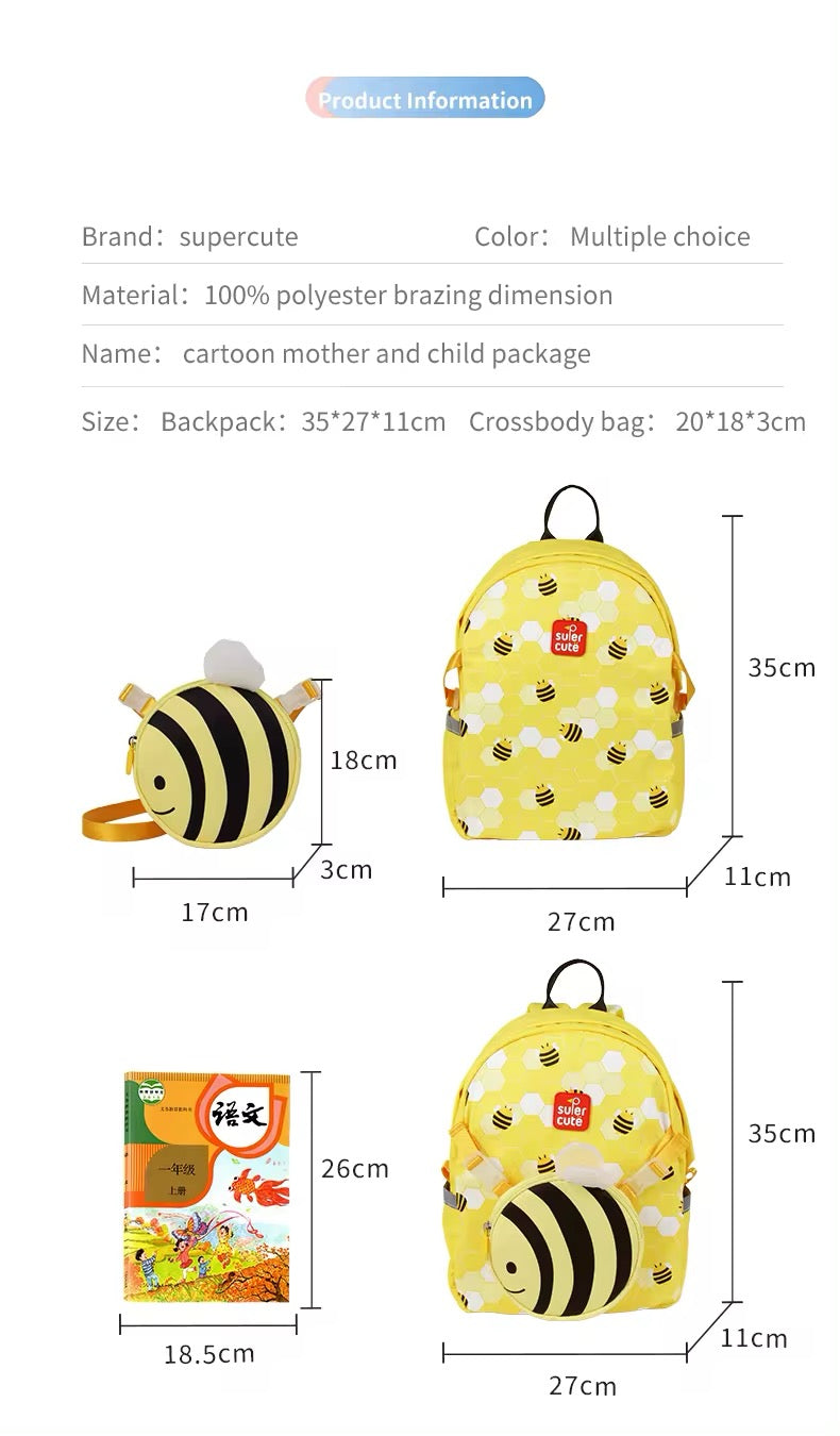 Toddler Cartoon Backpack W/messenger bag